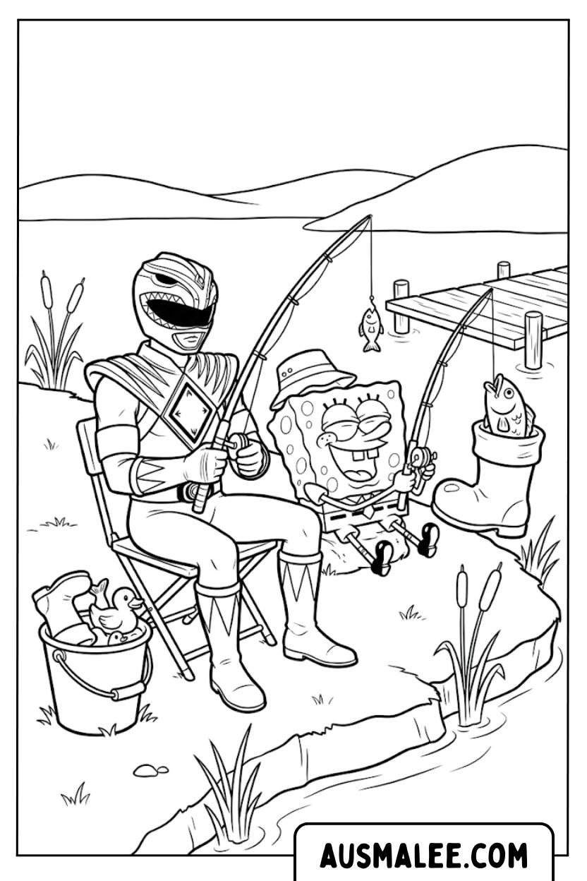 Power Ranger Spongebob Vissen Kleurplaten