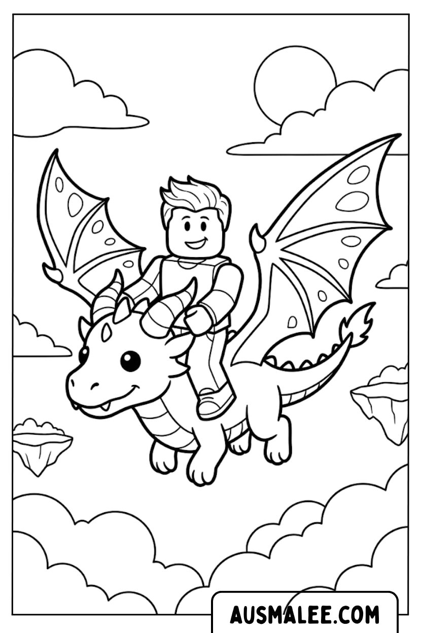 Coloriages de cavalier de dragon Roblox