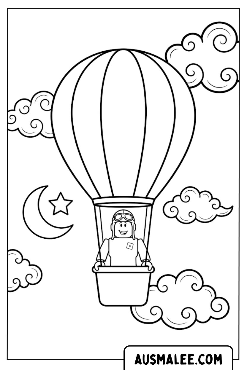 Coloriages Vol en montgolfière Roblox