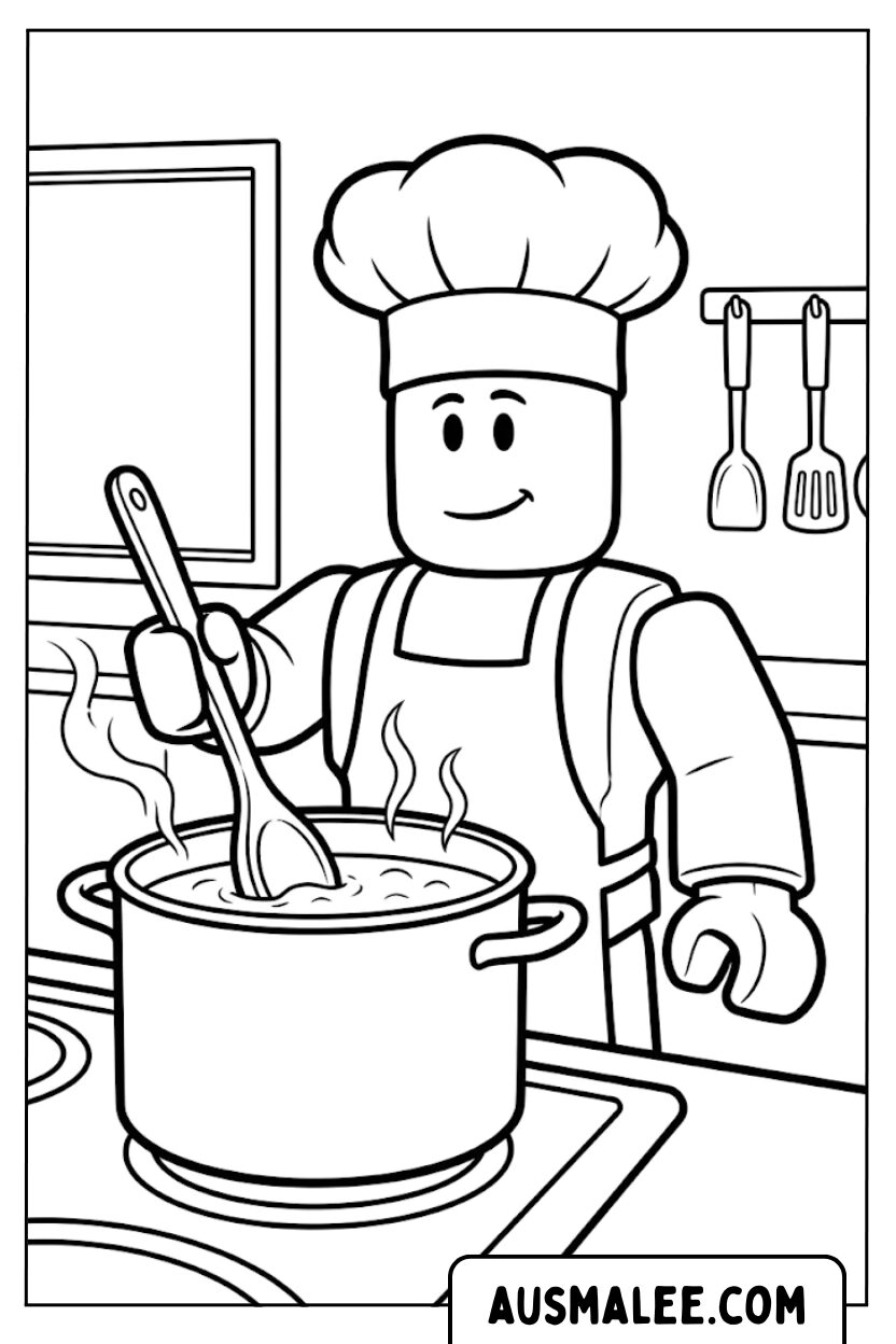 Coloriages Roblox cuisinier aux fourneaux