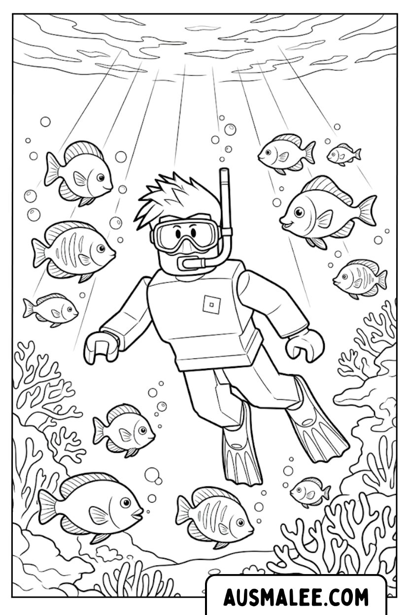 Coloriages sous-marins de plongeur Roblox