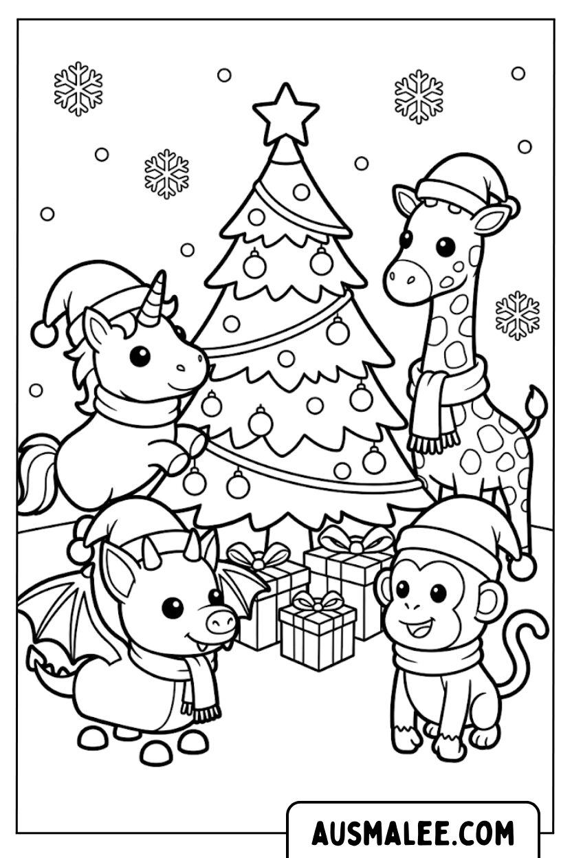Coloriages de Noël des animaux Roblox