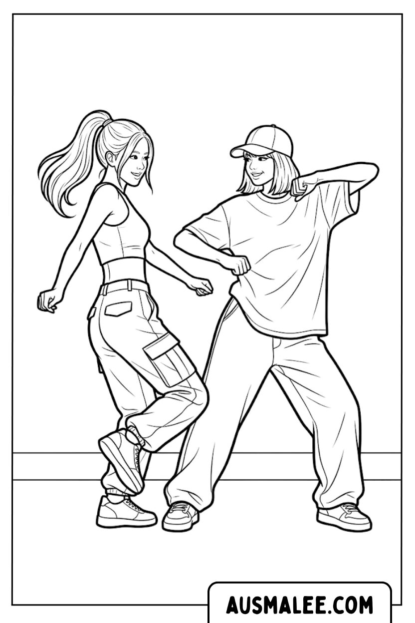 Coloriages de Rose Lisa Blackpink Dance