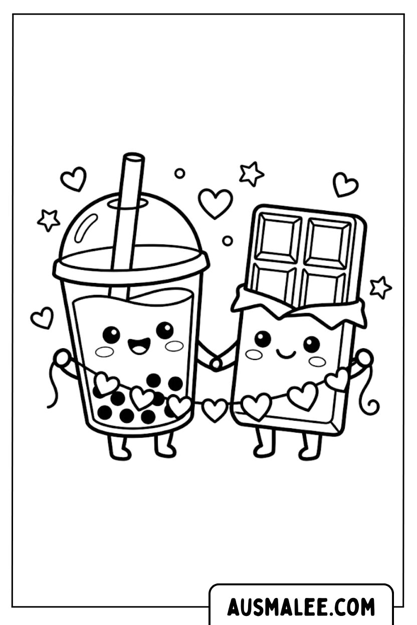 Chocolade Bubble Tea kleurplaten
