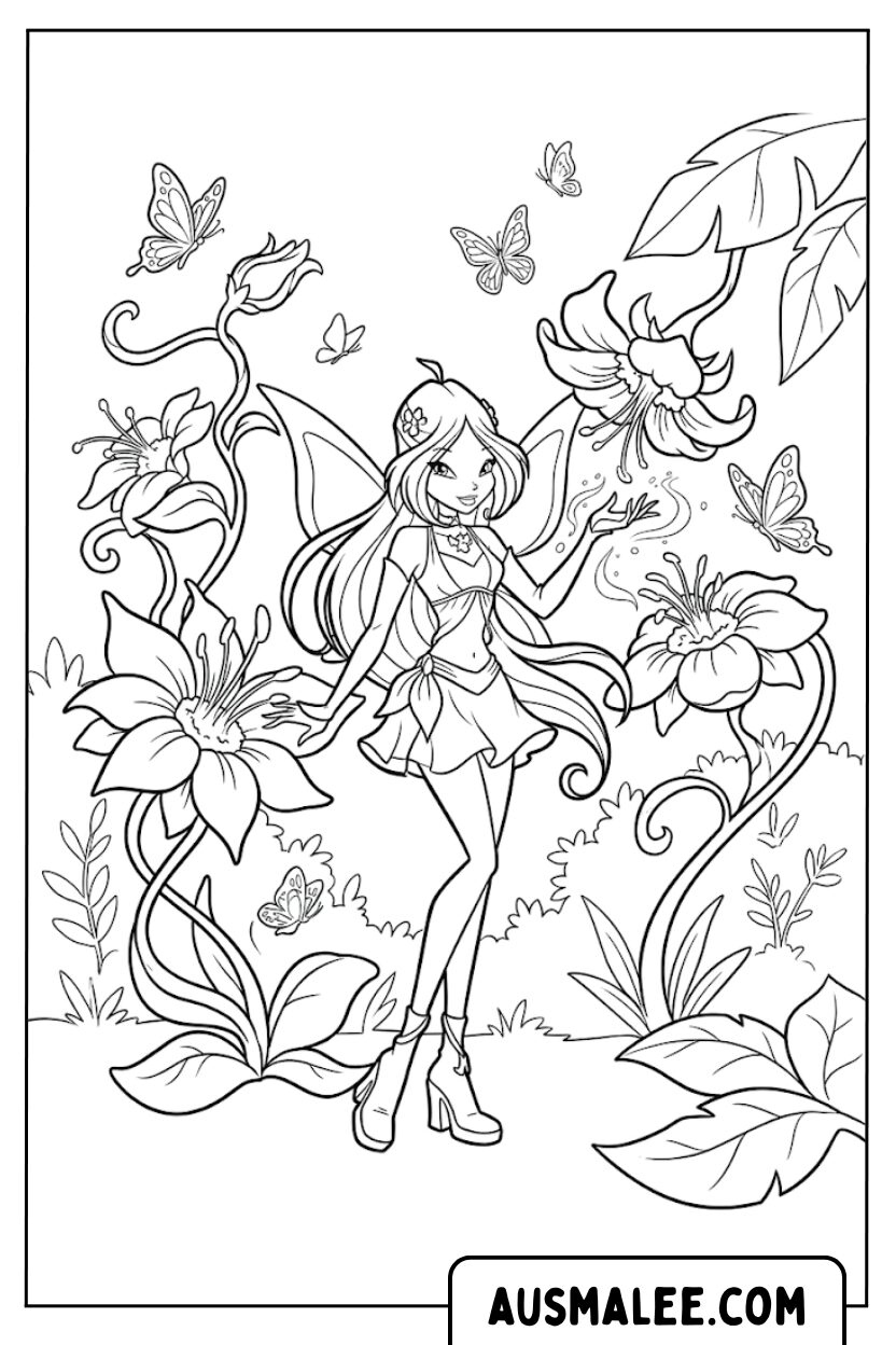 Winx Flora Vlinders kleurplaten