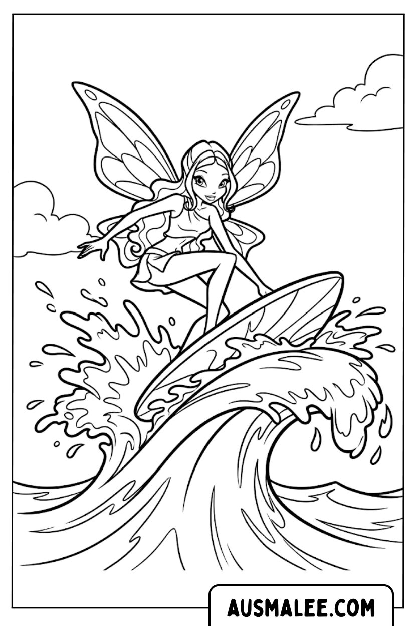 Winx Layla surfgolf kleurplaten