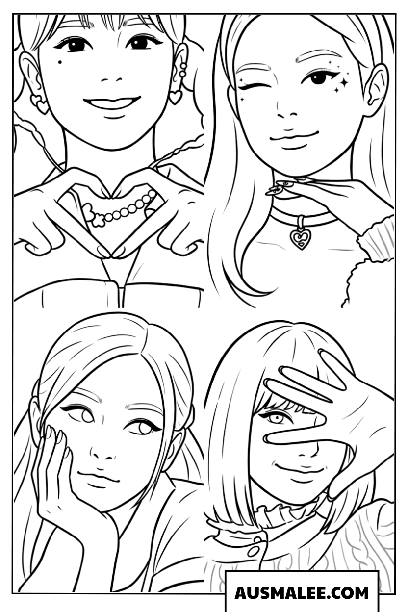 Coloriage Blackpink portrait de groupe de style moderne
