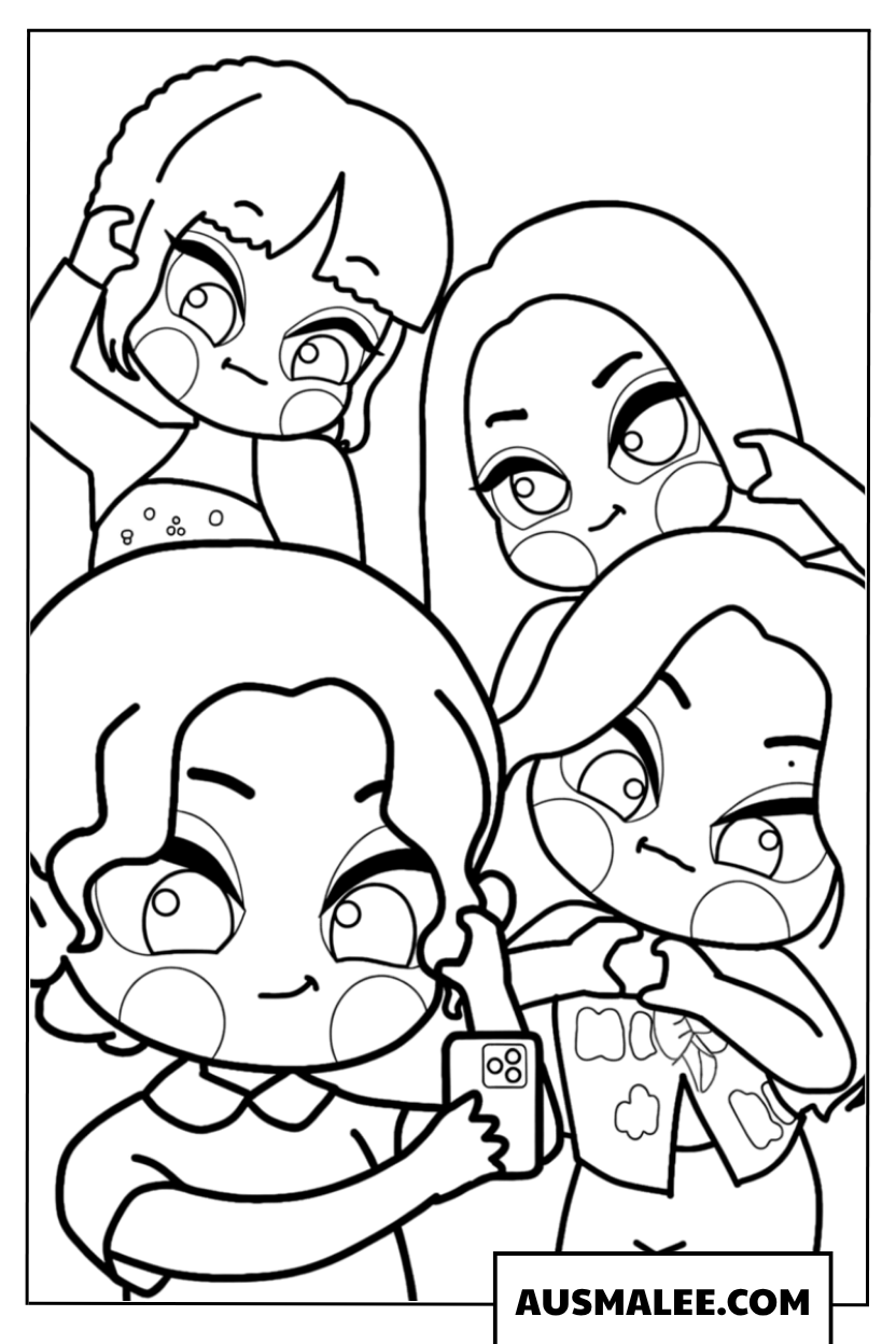 Coloriage Blackpink en style chibi mignon