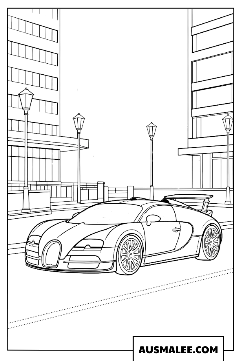 Bugatti auf den Straßen der Stadt Ausmalbilder