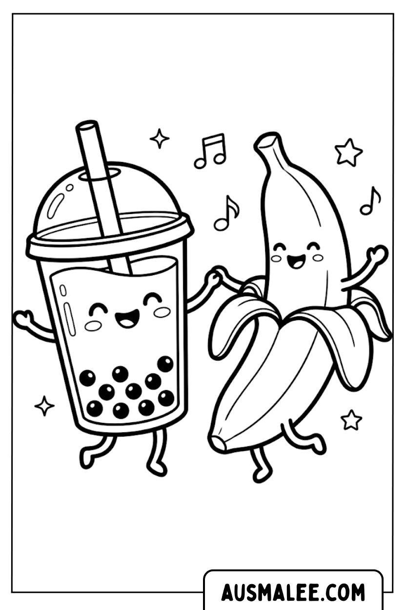 Banaan Bubble Tea kleurplaten