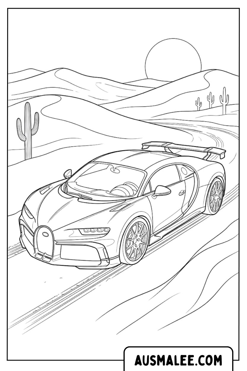 Malvorlagen Bugatti Chiron Wüste