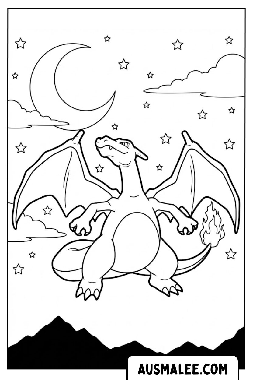 Charizard night moon coloring pages