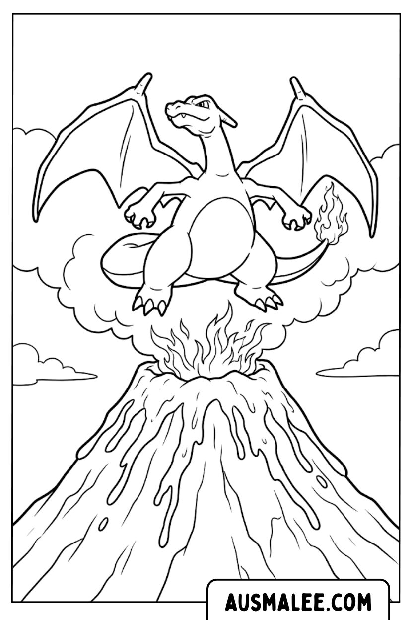 Charizard volcano coloring pages