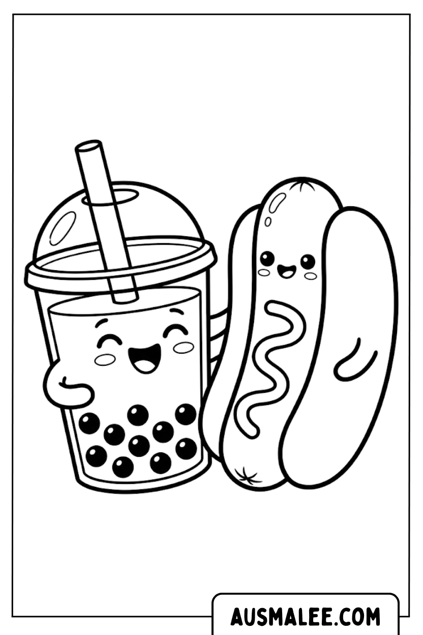 Hotdog Bubble Tea kleurplaten