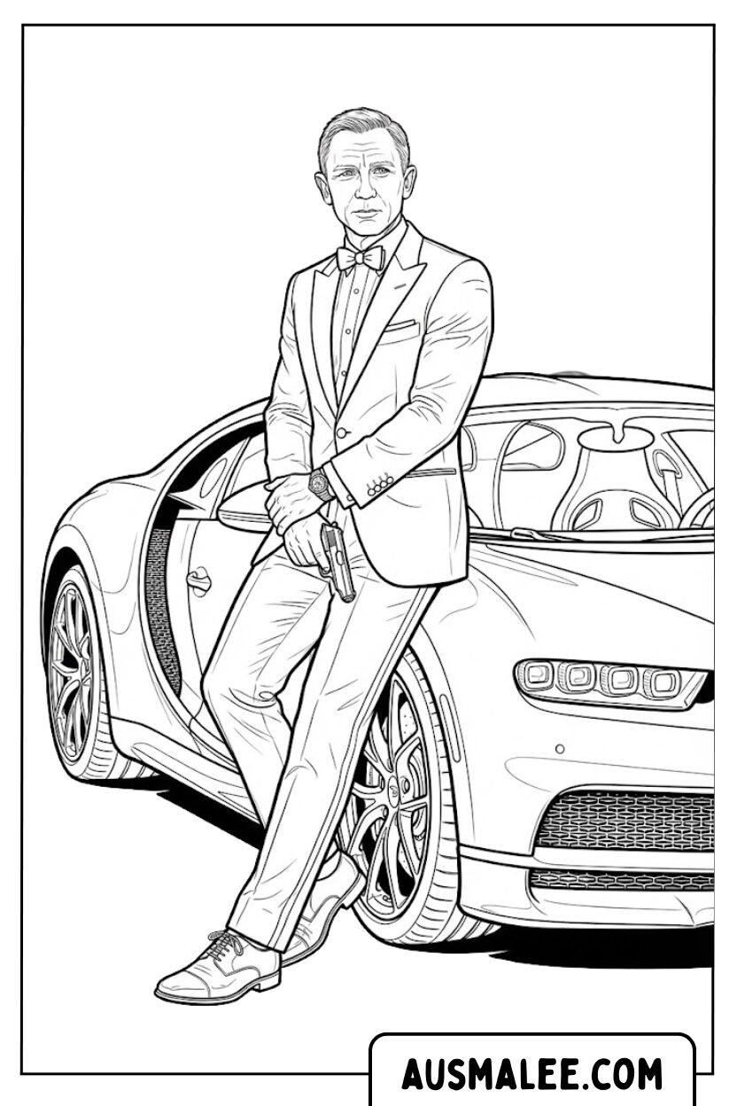Malvorlagen James Bond Bugatti Chiron