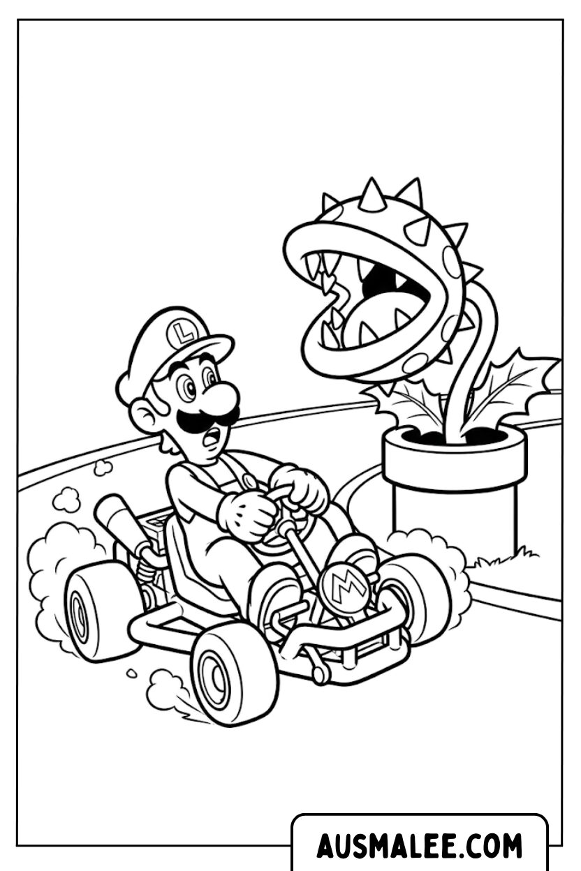 Kleurplaat Luigi Piranhaplant