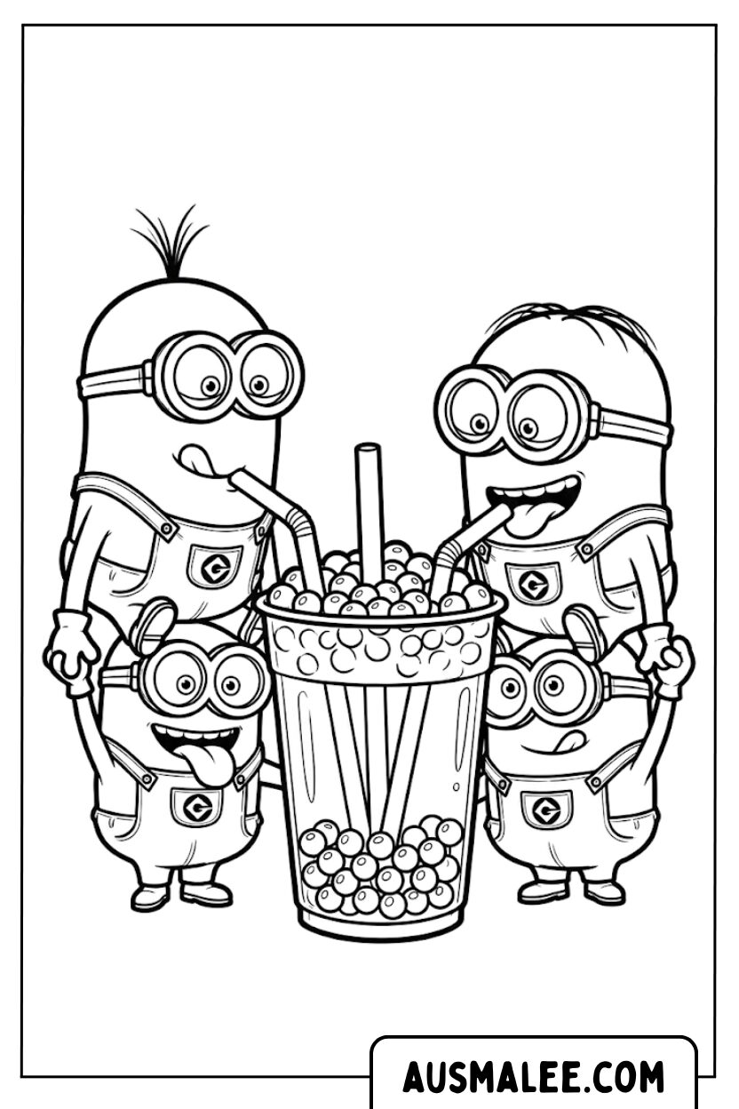 Kleurplaten Minions Bubble Tea
