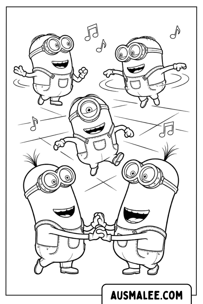 Coloriages Soirée dansante des Minions