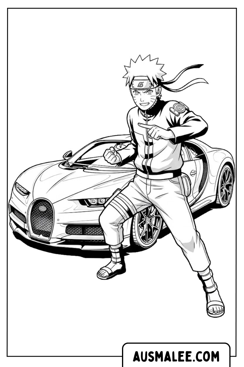 Malvorlagen Naruto und Bugatti Chiron