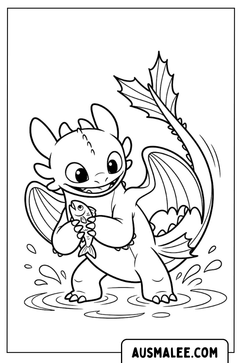 Coloriages d'eau de bébé poisson édenté