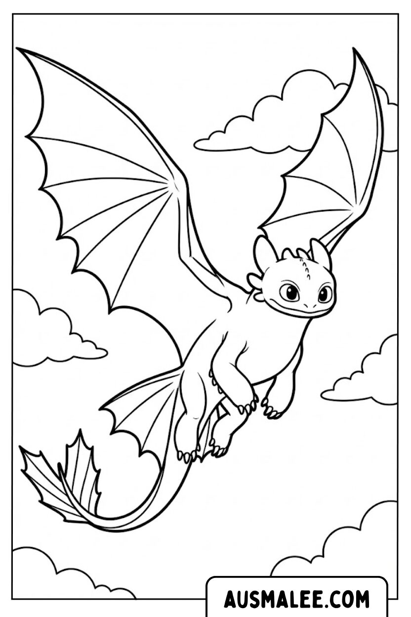 Coloriages de nuages ​​volants édentés