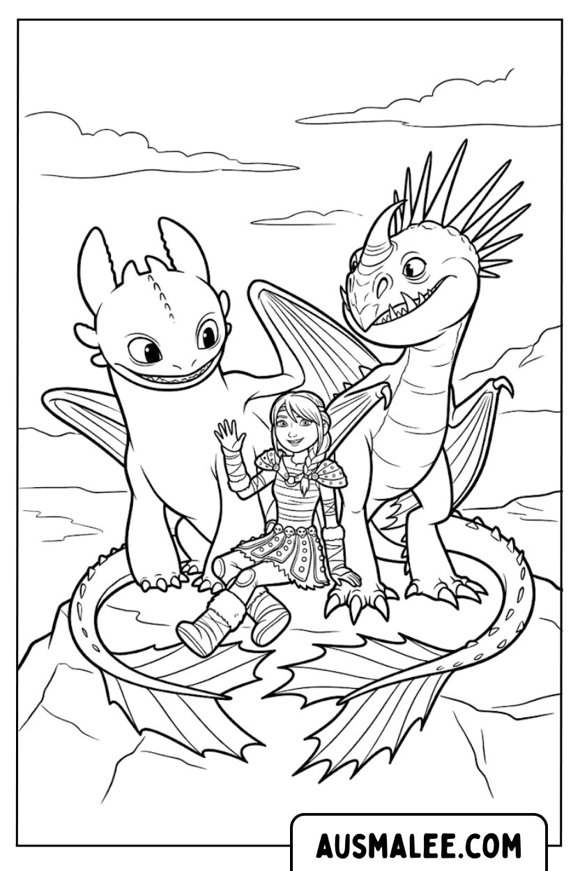 Coloriages Krokmou, Flèche de tempête, Astrid