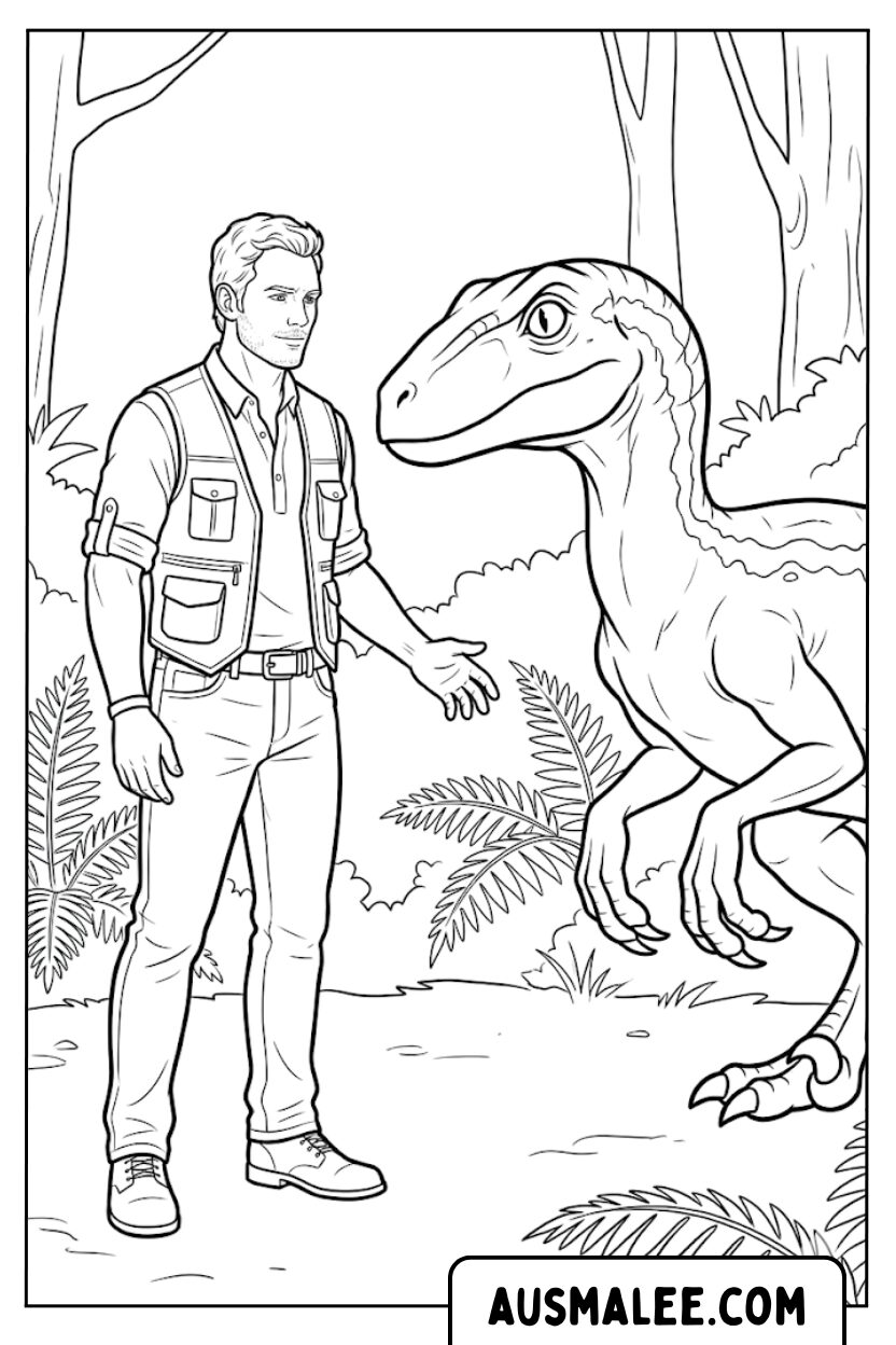Owen Grady Velociraptor kleurplaten