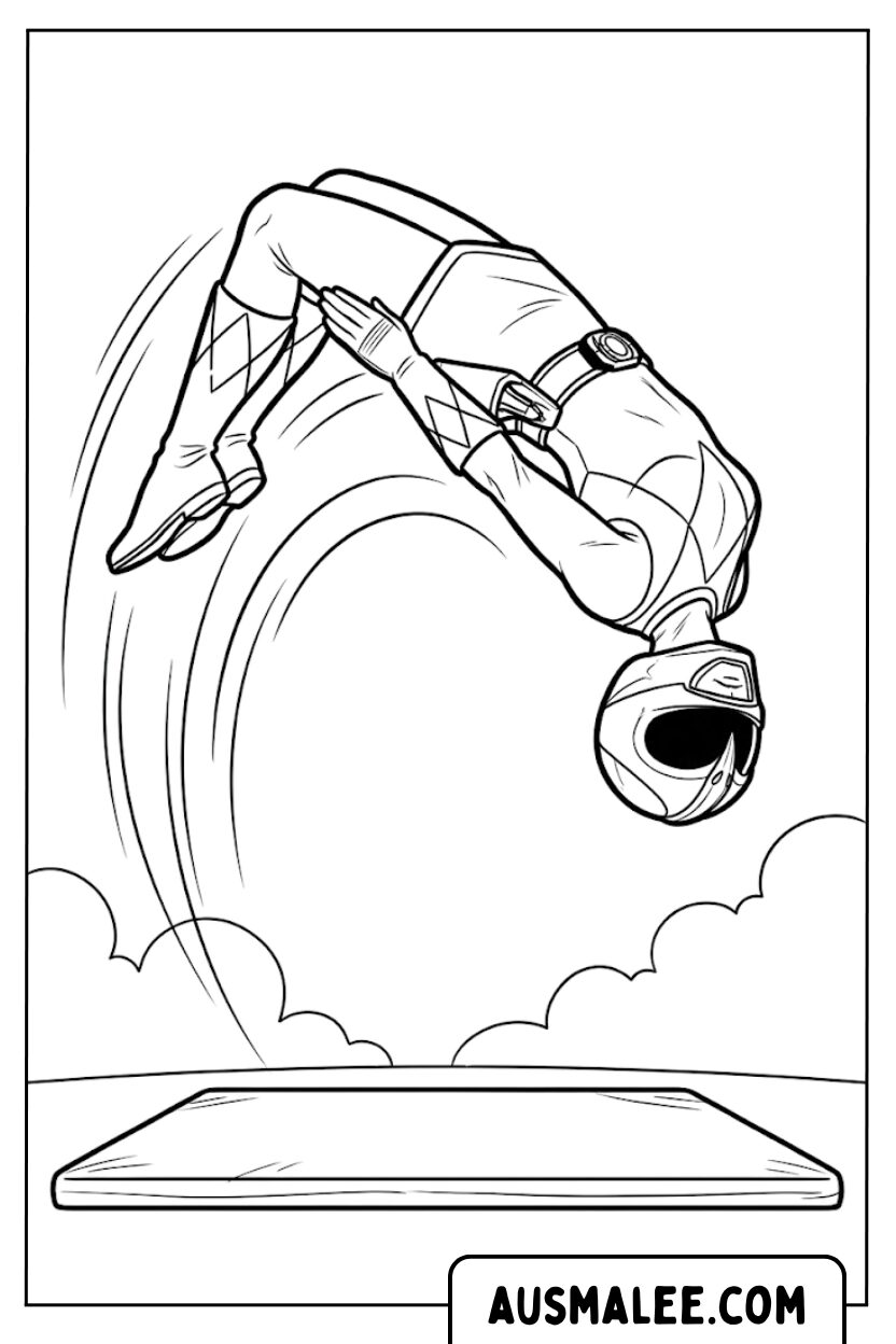 Kleurplaten Power Ranger backflip