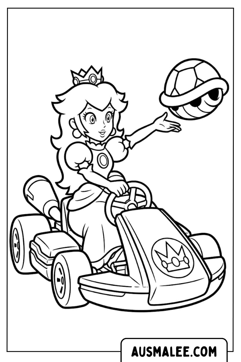 Princess Peach tankafval kleurplaten