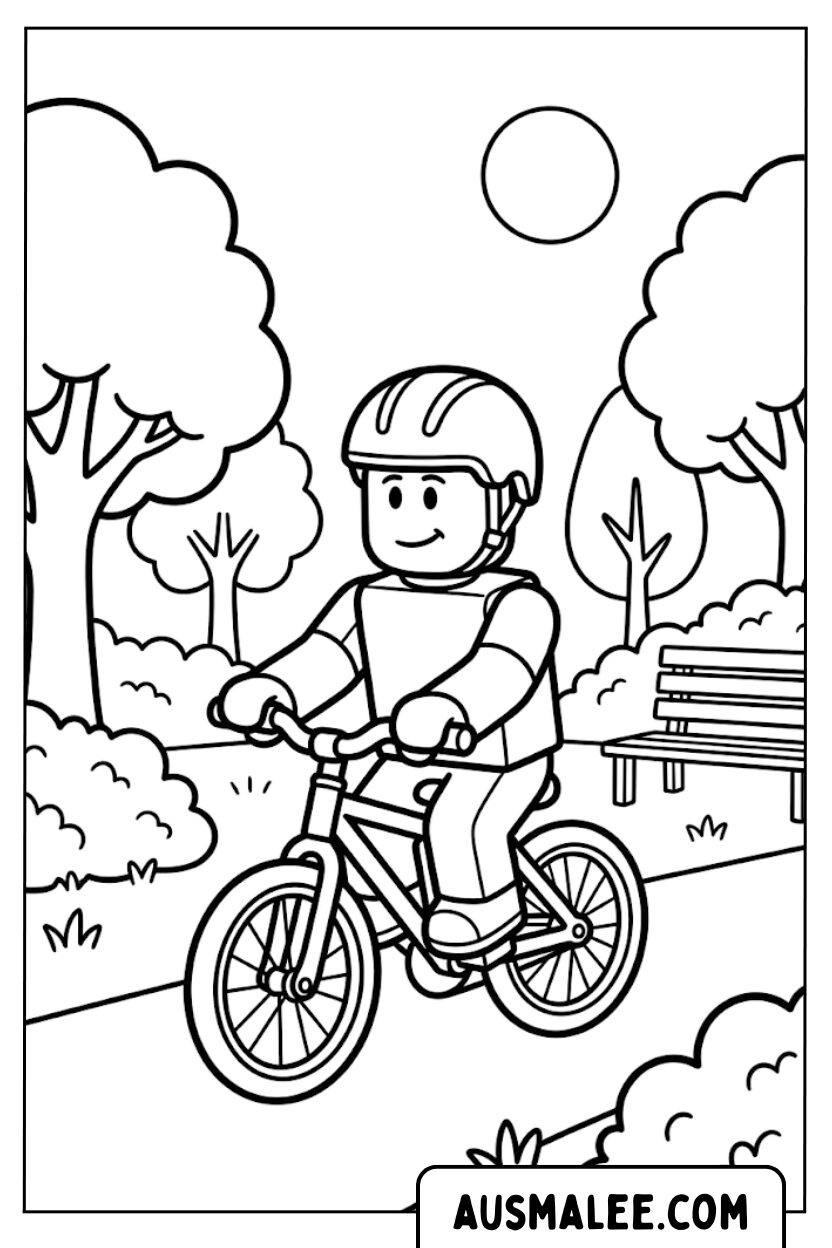 Coloriages Roblox garçon à vélo