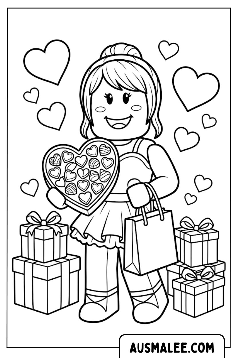 Coloriages Roblox filles Saint Valentin