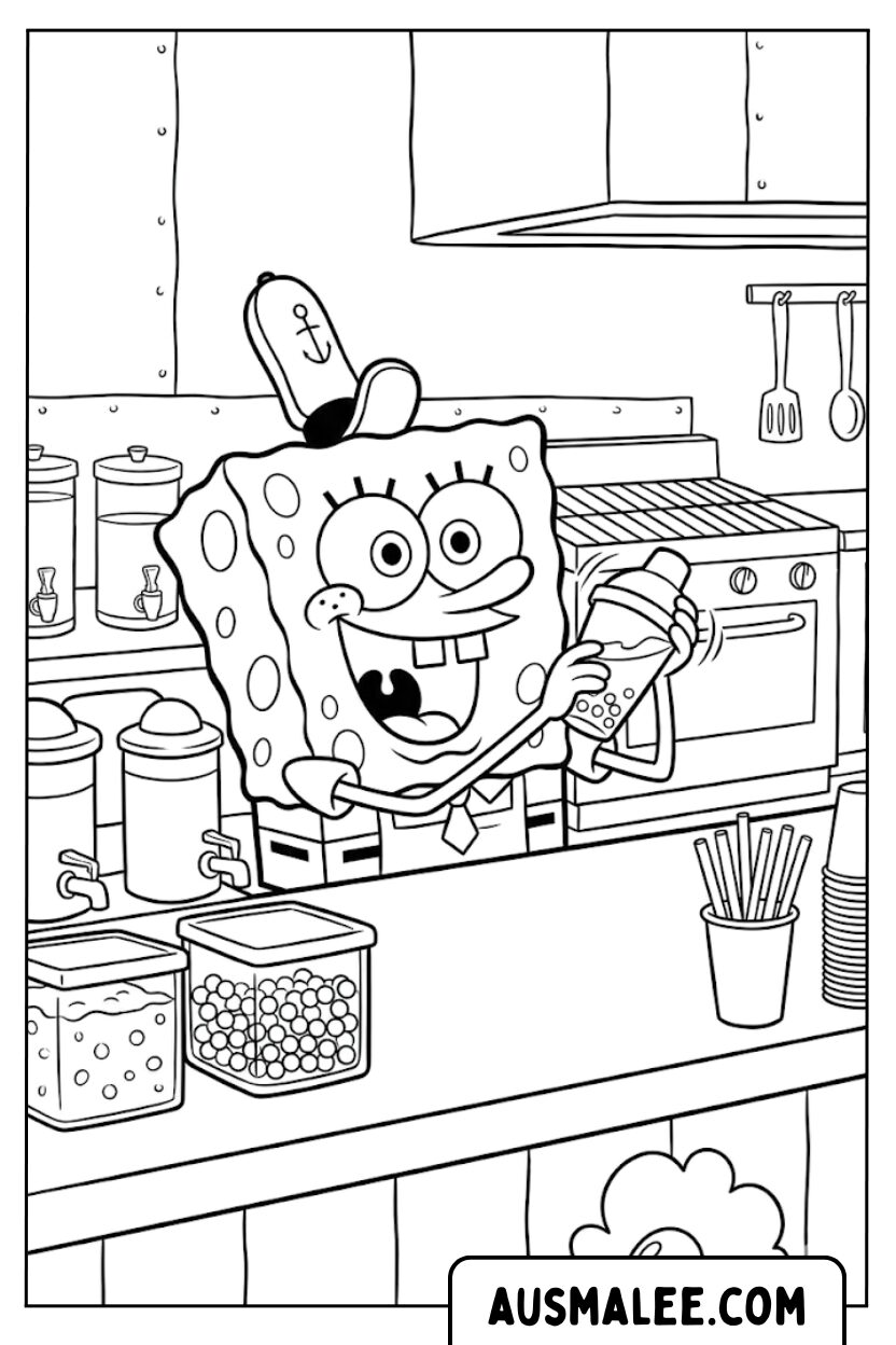 SpongeBob Bubble Tea kleurplaten