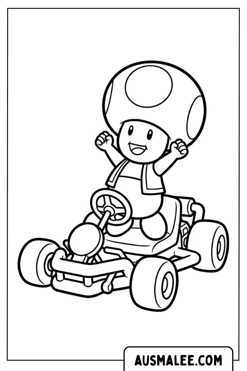 Kleurplaten Toad cheer-kaart