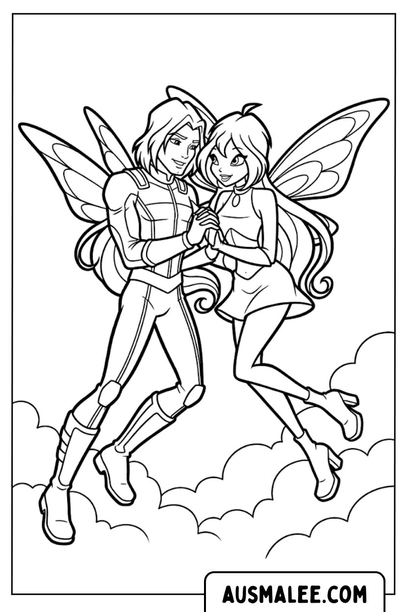 Kleurplaten Winx Bloom Sky Romantiek