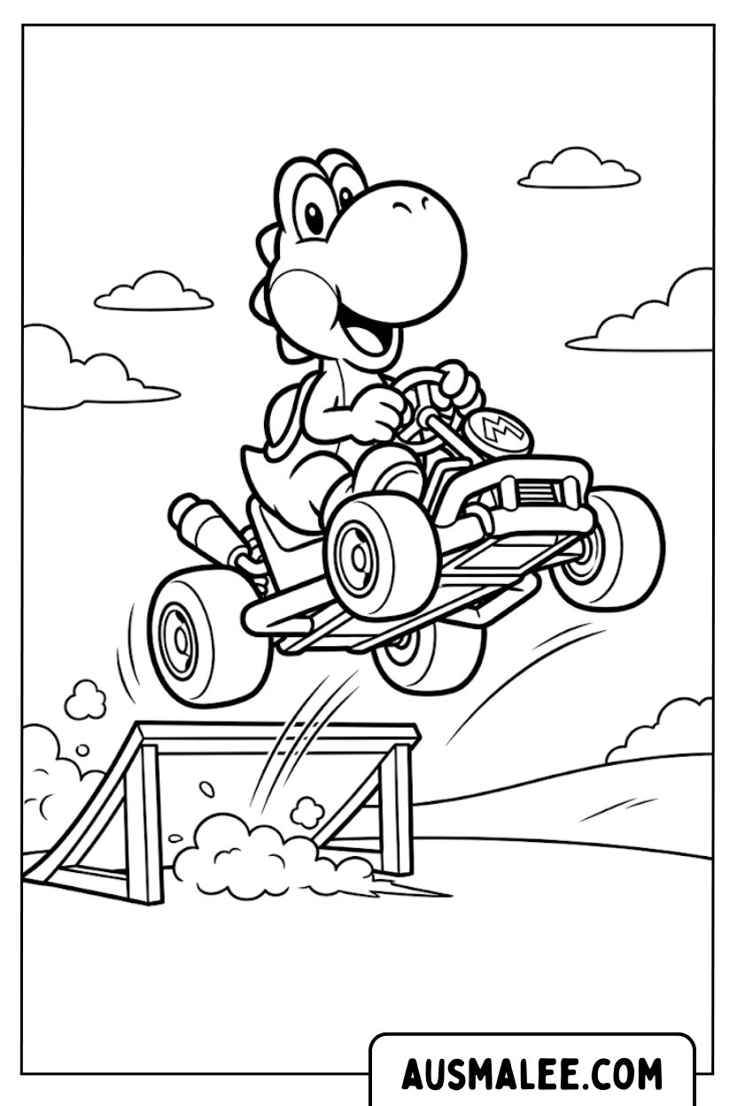 Kleurplaat Yoshi springhelling