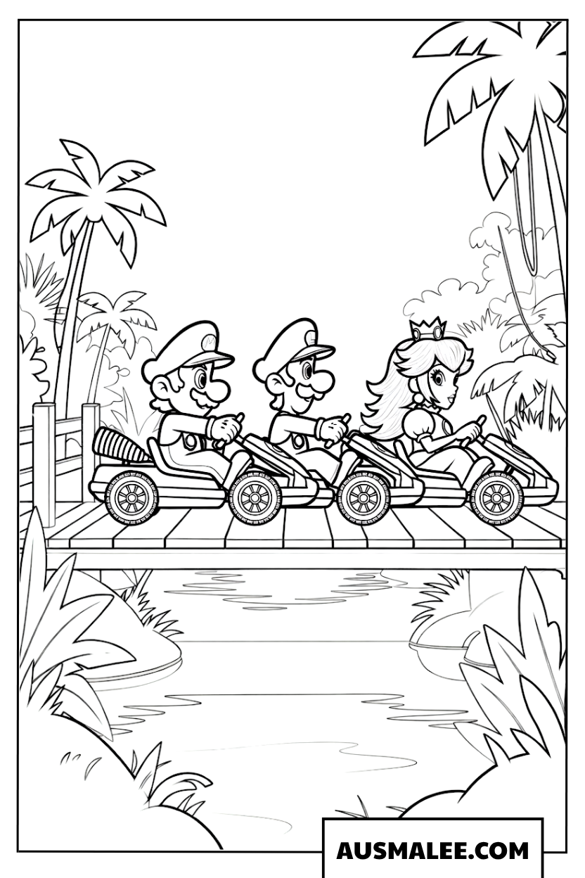 Mario Kart Kleurplaat Race op het Strand