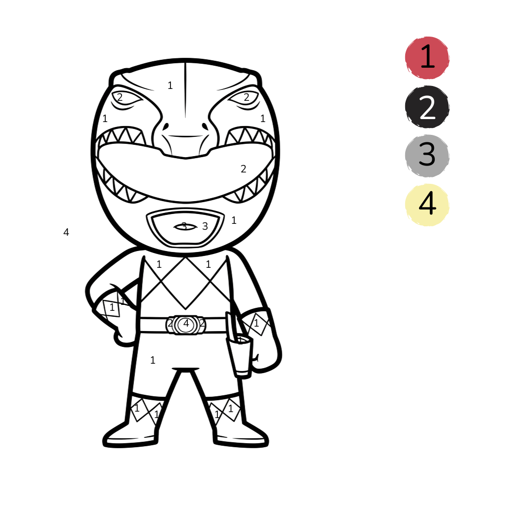 Power Rangers om in te kleuren