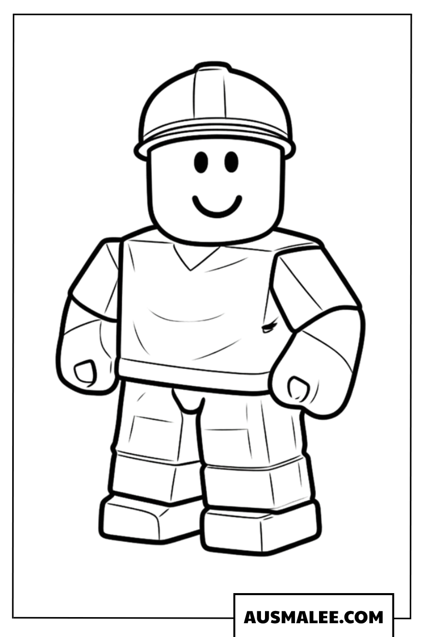 Coloriage Roblox personnage ouvrier du bâtiment