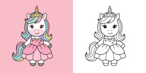 Ausmalbild Prinzessin Einhorn