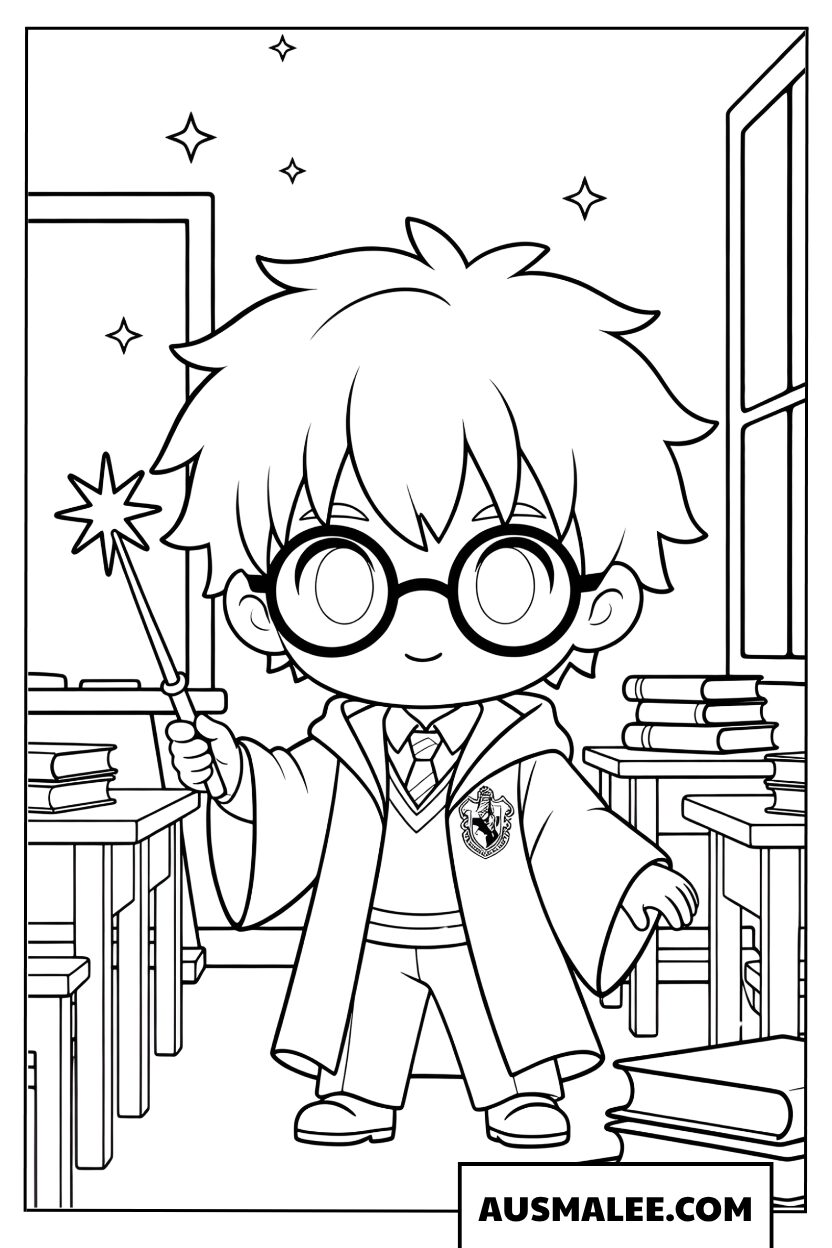 Harry Potter Ausmalbilder im Klassenzimmer von Hogwarts
