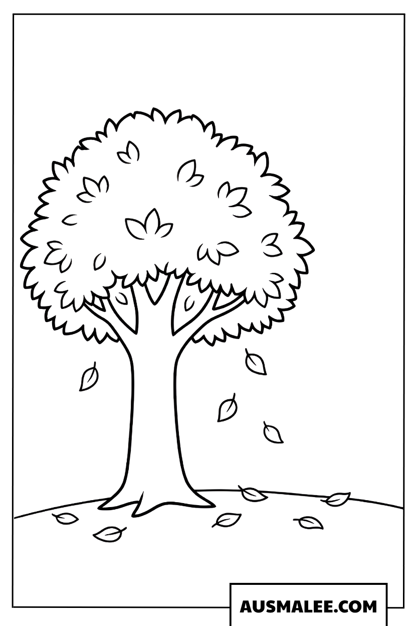 Coloriages d’automne avec un arbre majestueux