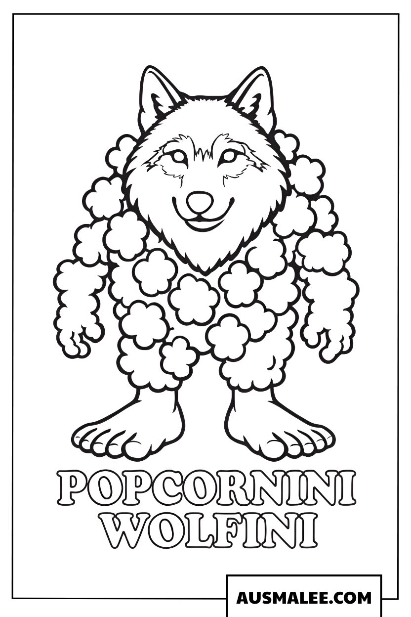 Coloriages Italian Brainrot avec Popcornini Wolfini