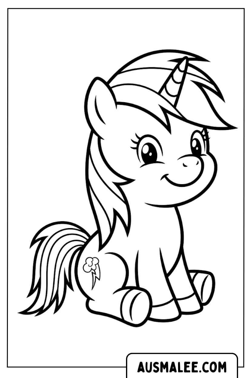 Coloriages de bébé licorne Rainbow Dash
