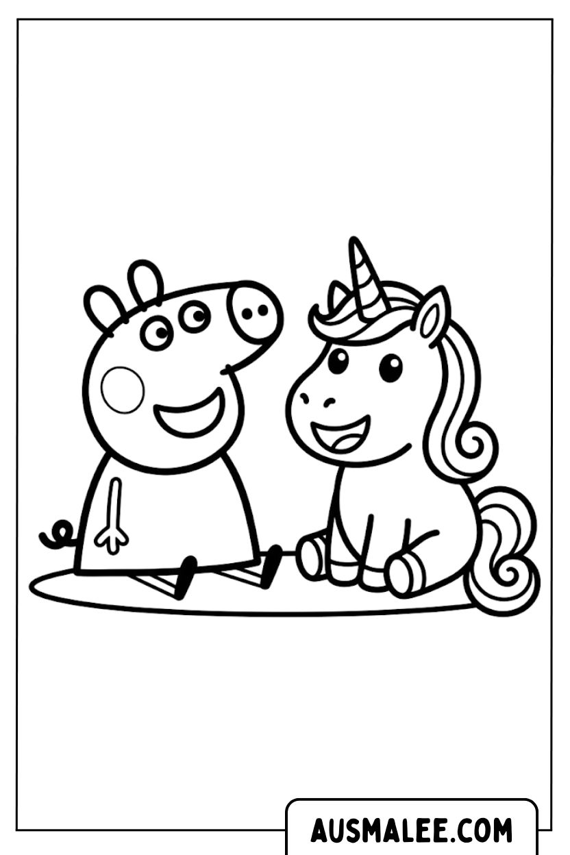 Coloriages Peppa Pig bébé licorne
