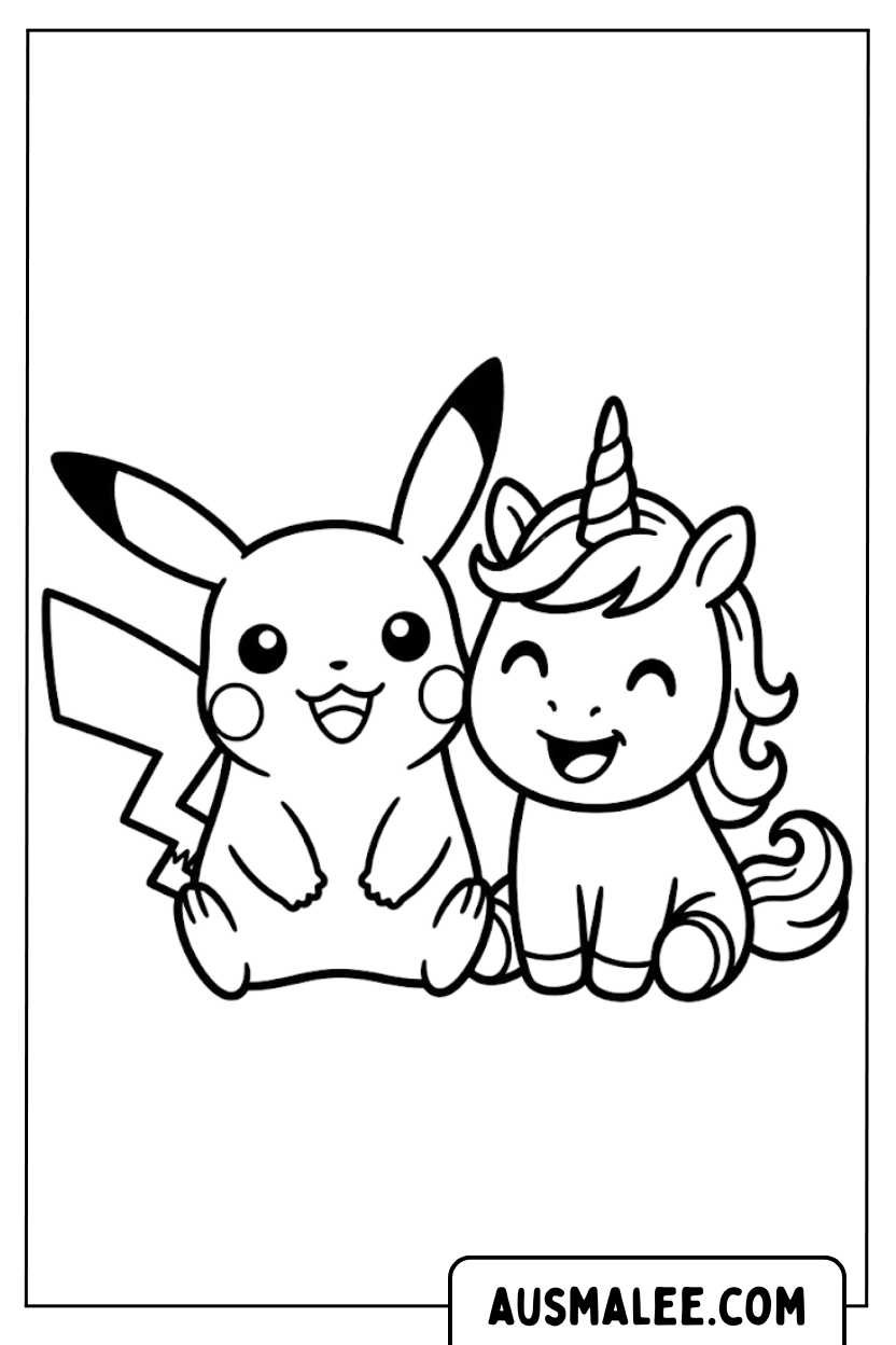 Coloriages Pikachu bébé licorne