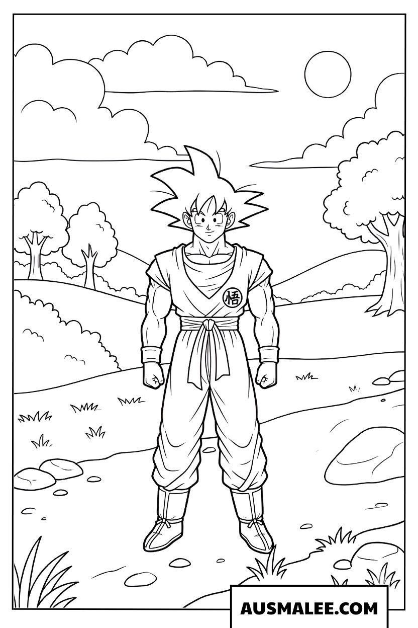 Son Goku Manga Stil Dragon Ball Z Ausmalbild