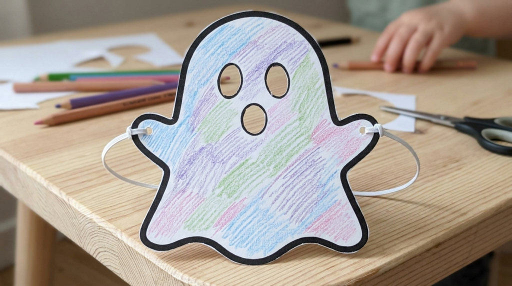 Einzigartige Verkleidungsmaske aus Halloween-Ausmalbild