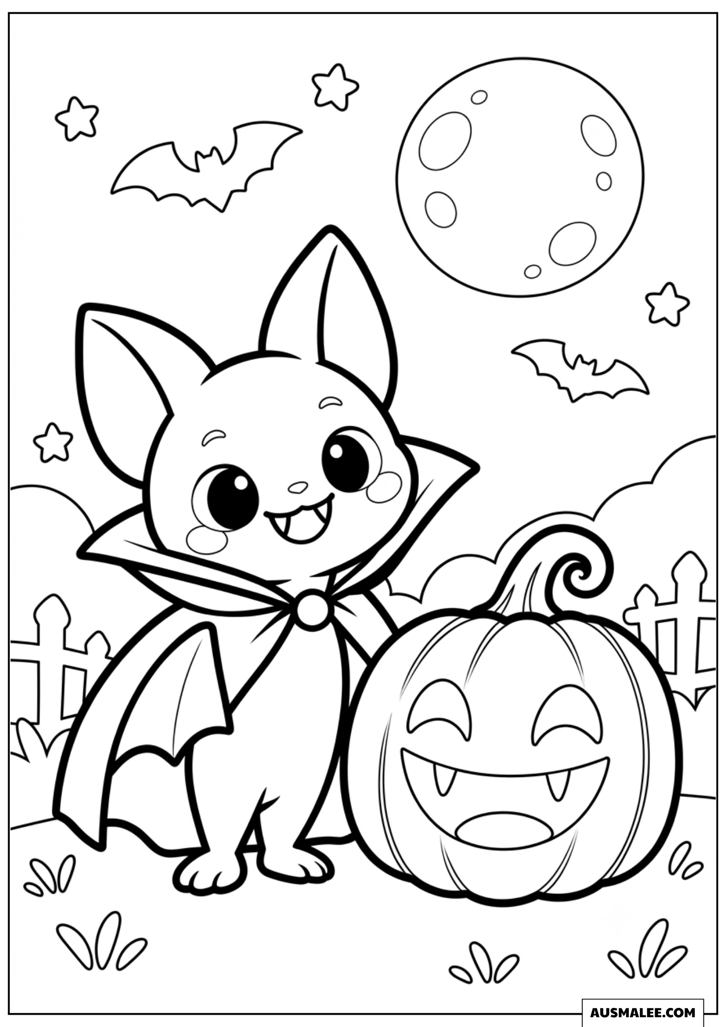 Count Bat Standing Proudly with Pointed Teeth Coloring Pages