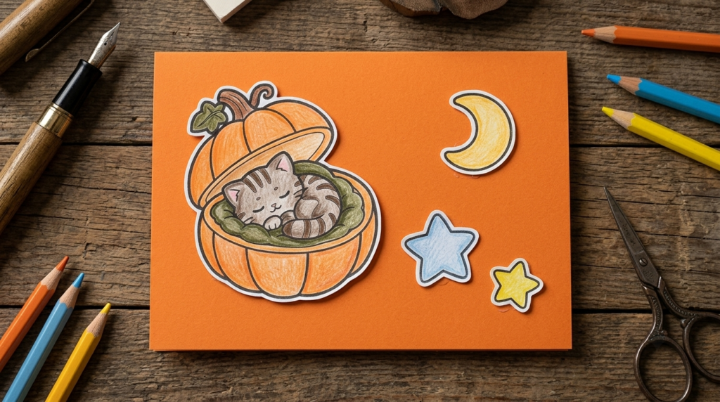 Custom greeting card with a motif from a pumpkin coloring page