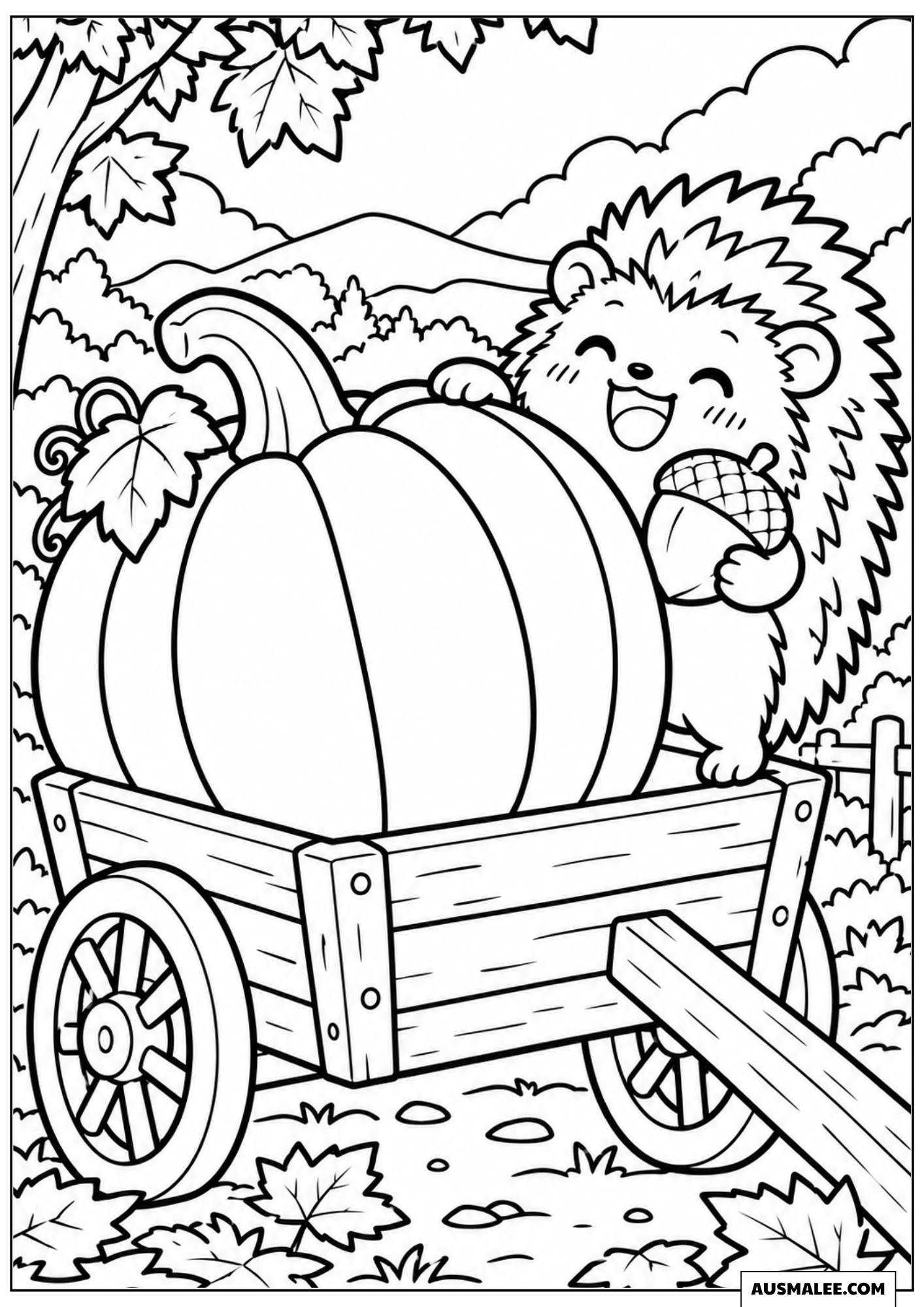 Little Hedgehog with Acorn by Pumpkin Coloring Pages